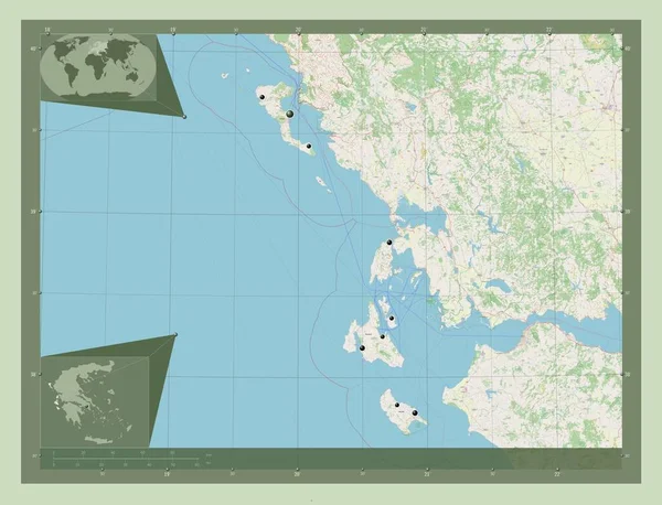 Ilhas Jónicas Administração Descentralizada Grécia Abrir Mapa Rua Locais Das — Fotografia de Stock