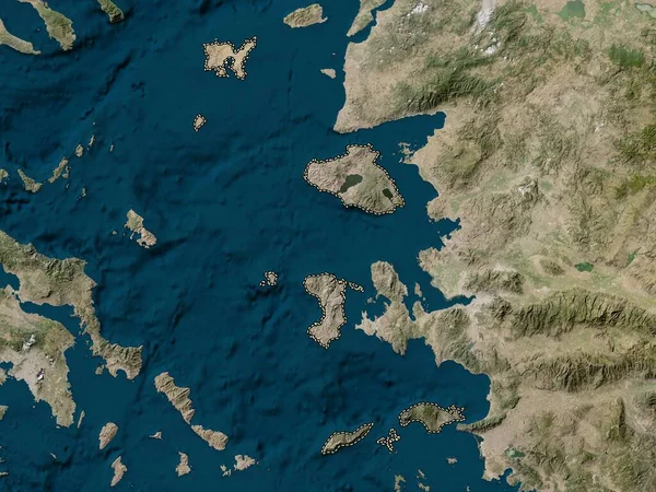Północno Wschodniej Części Morza Egejskiego Zdecentralizowana Administracja Grecji Mapa Satelitarna — Zdjęcie stockowe