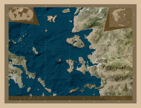 Северное Эгейское Море Децентрализованная Администрация Греции Карта Спутника Низкого Разрешения — стоковое фото