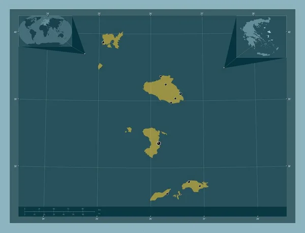Égée Nord Administration Décentralisée Grèce Forme Couleur Unie Emplacements Des — Photo