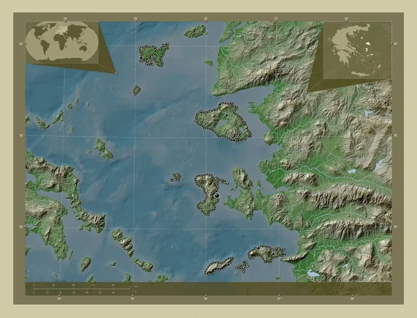 Северное Эгейское Море Децентрализованная Администрация Греции Карта Высоты Окрашенная Вики — стоковое фото
