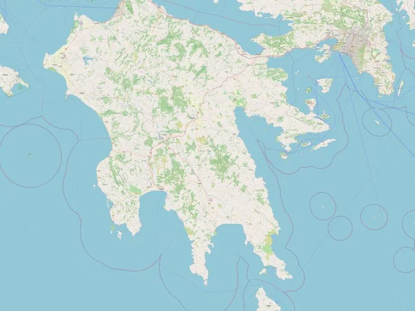 Peloponnese, decentralized administration of Greece. Open Street Map