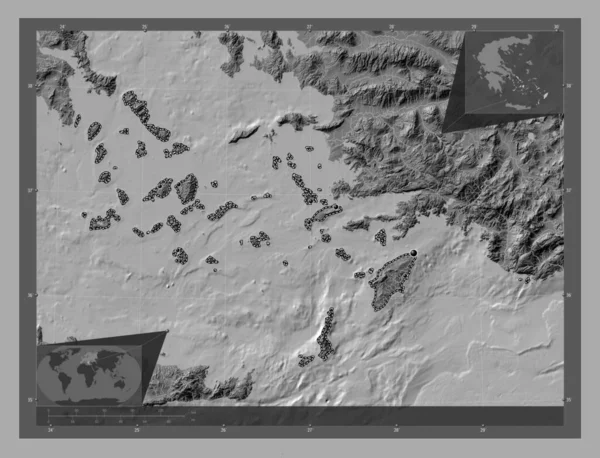 Egeo Meridional Administración Descentralizada Grecia Mapa Elevación Bilevel Con Lagos —  Fotos de Stock