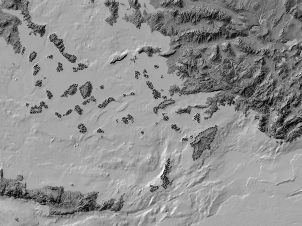 Egeo Meridional Administración Descentralizada Grecia Mapa Elevación Bilevel Con Lagos — Foto de Stock