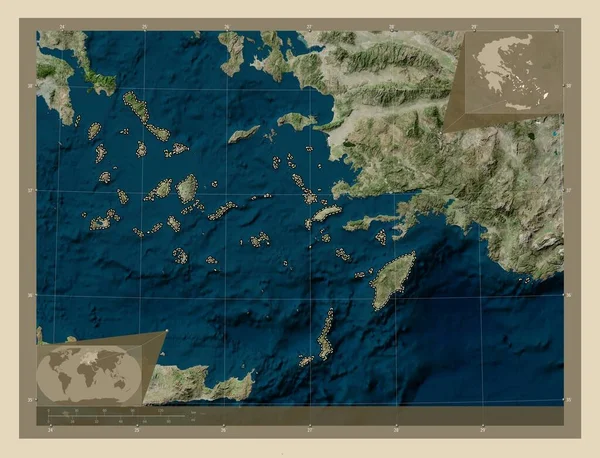 Южное Эгейское Море Децентрализованная Администрация Греции Спутниковая Карта Высокого Разрешения — стоковое фото