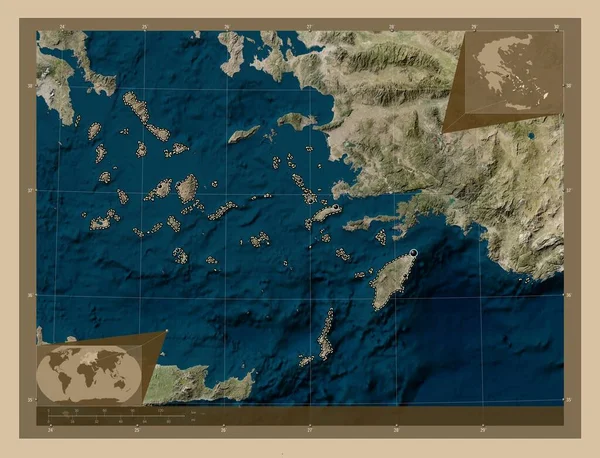 Южное Эгейское Море Децентрализованная Администрация Греции Карта Спутника Низкого Разрешения — стоковое фото