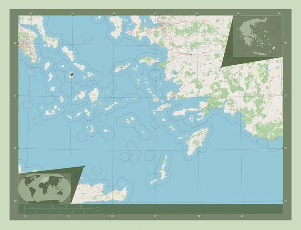 Jižní Egejské Moře Decentralizovaná Správa Řecka Otevřít Mapu Ulice Pomocné — Stock fotografie