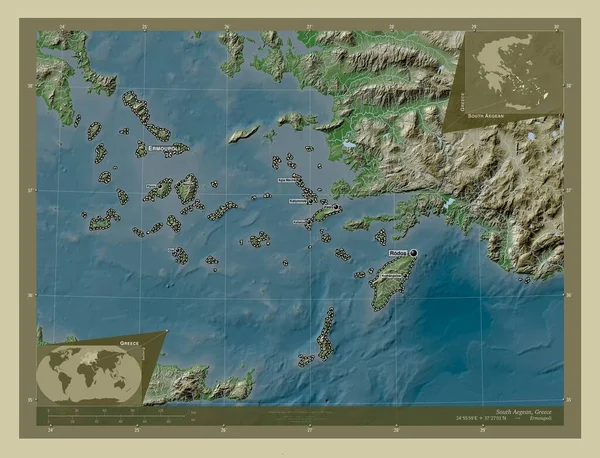 South Aegean Decentralized Administration Greece Elevation Map Colored Wiki Style — Stock Photo, Image