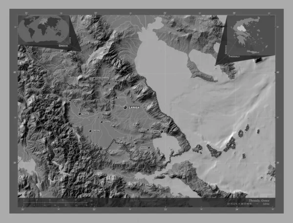 Tesalia Administración Descentralizada Grecia Mapa Elevación Bilevel Con Lagos Ríos —  Fotos de Stock