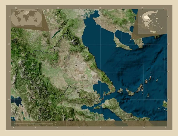 Tesalia Zdecentralizowana Administracja Grecji Mapa Satelity Wysokiej Rozdzielczości Pomocnicze Mapy — Zdjęcie stockowe