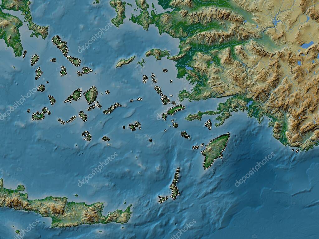 Egeo Meridional, administración descentralizada de Grecia. Mapa de