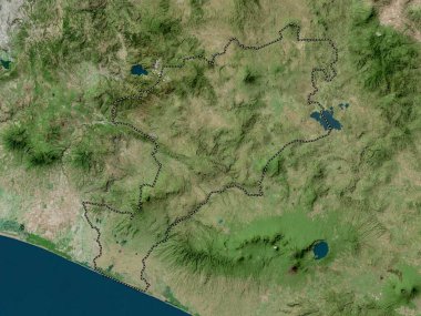 Jutiapa, Guatemala Bölümü. Yüksek çözünürlüklü uydu haritası