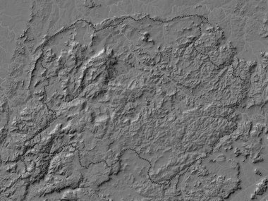 Laboratuvar, Gine bölgesi. Gölleri ve nehirleri olan çift seviyeli yükseklik haritası