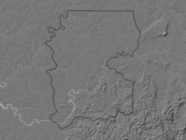 Gabu, Gine-Bissau bölgesi. Gölleri ve nehirleri olan çift seviyeli yükseklik haritası