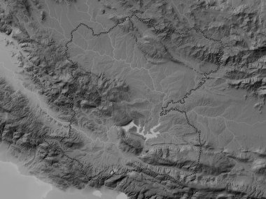 Merkez, Haiti Bölümü. Gölleri ve nehirleri olan gri tonlama yükseklik haritası