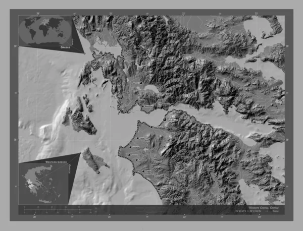 Grecia Occidental Administración Descentralizada Grecia Mapa Elevación Bilevel Con Lagos —  Fotos de Stock