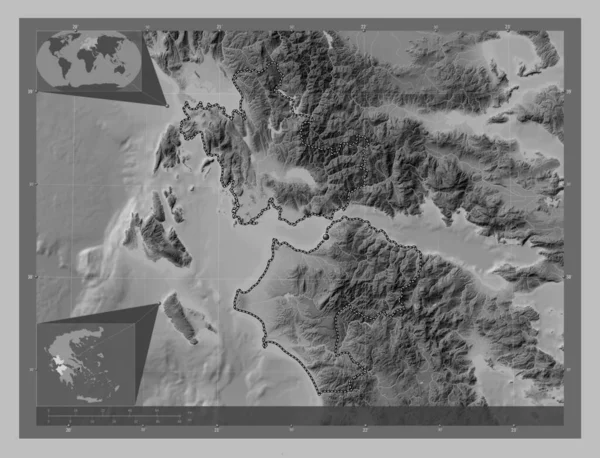 Landen Regionaal Beleid Structureel Fonds Grayscale Hoogte Kaart Met Meren — Stockfoto