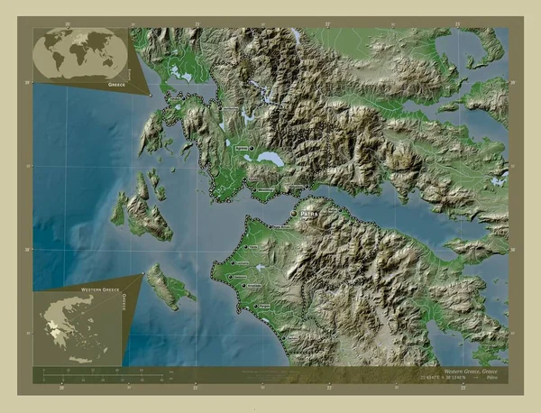Grecia Occidental Administración Descentralizada Grecia Mapa Elevación Coloreado Estilo Wiki — Foto de Stock