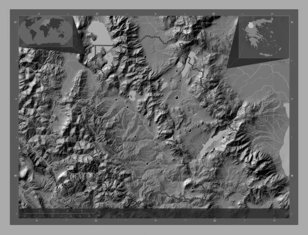 Macedónia Ocidental Administração Descentralizada Grécia Bilevel Mapa Elevação Com Lagos — Fotografia de Stock