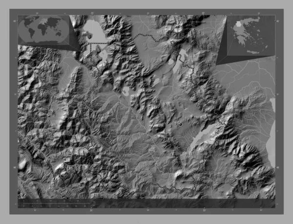 Macedónia Ocidental Administração Descentralizada Grécia Bilevel Mapa Elevação Com Lagos — Fotografia de Stock