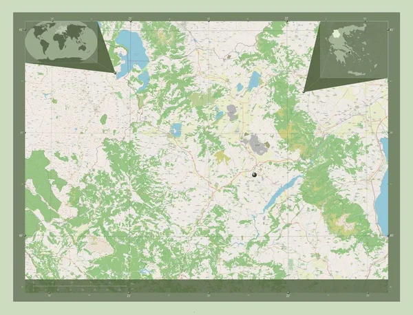 West Macedonië Gedecentraliseerd Bestuur Van Griekenland Open Plattegrond Hulplocatiekaarten Hoek — Stockfoto