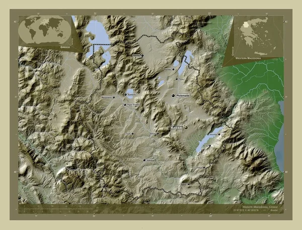 Westmakedonien Dezentrale Verwaltung Griechenlands Höhenkarte Wiki Stil Mit Seen Und — Stockfoto