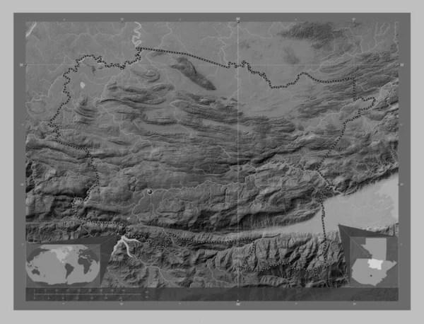 Альта Верапас Департамент Гватемалы Карта Высот Оттенках Серого Озерами Реками — стоковое фото
