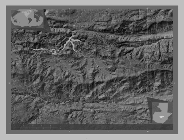 Баха Верапас Департамент Гватемали Граймасштабна Мапа Висот Озерами Річками Розташування — стокове фото