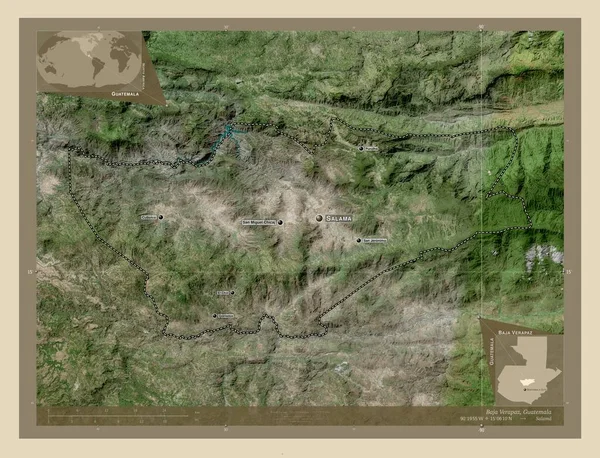 Baja Verapaz Department Guatemala High Resolution Satellite Map Locations Names — Stock Photo, Image