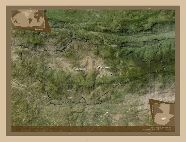 Μπάχα Βεραπάζ Τμήμα Γουατεμάλας Δορυφορικός Χάρτης Χαμηλής Ανάλυσης Τοποθεσίες Και — Φωτογραφία Αρχείου