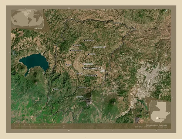 Chimaltenango Departamento Guatemala Mapa Satélite Alta Resolução Locais Nomes Das — Fotografia de Stock