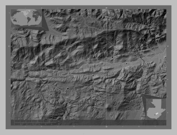 Progreso Oddělení Guatemaly Výškové Mapy Jezery Řekami Umístění Velkých Měst — Stock fotografie