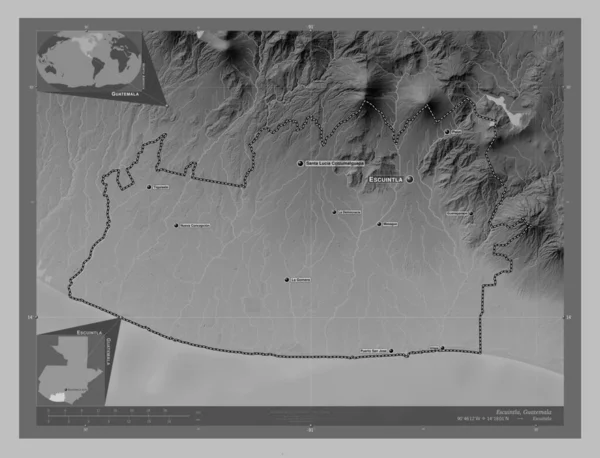 틀라는 과테말라의 구역이다 호수와 회색의 지역의 도시들의 위치와 Corner Auxiliary — 스톡 사진