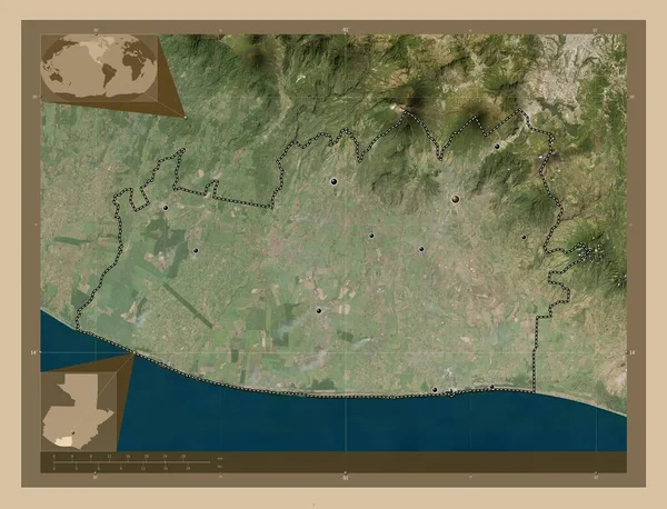 Escuintla Departamento Guatemala Mapa Satélite Baixa Resolução Locais Das Principais — Fotografia de Stock