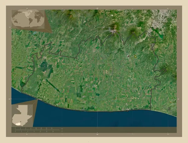 Escuintla Τμήμα Γουατεμάλας Υψηλής Ανάλυσης Δορυφορικός Χάρτης Γωνιακοί Χάρτες Βοηθητικής — Φωτογραφία Αρχείου