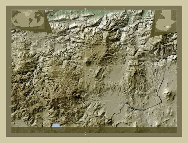 Jalapa Departamento Guatemala Mapa Elevação Colorido Estilo Wiki Com Lagos — Fotografia de Stock
