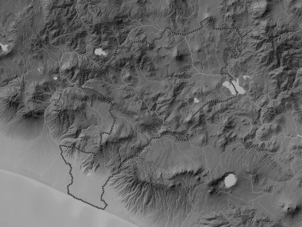 Jutiapa Department Guatemala Grayscale Elevation Map Lakes Rivers — Stock Photo, Image