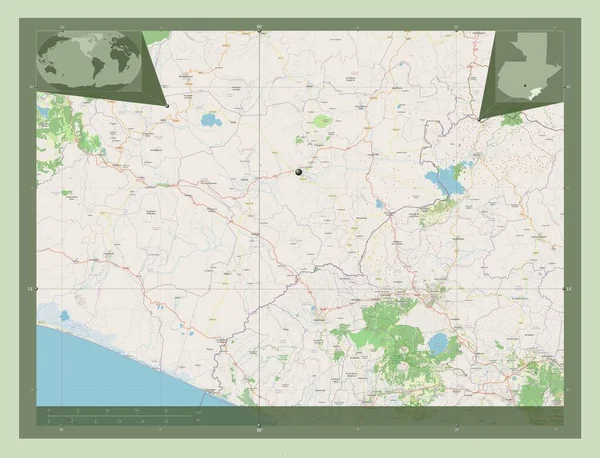 Jutiapa Departamento Guatemala Abrir Mapa Rua Mapa Localização Auxiliar Canto — Fotografia de Stock