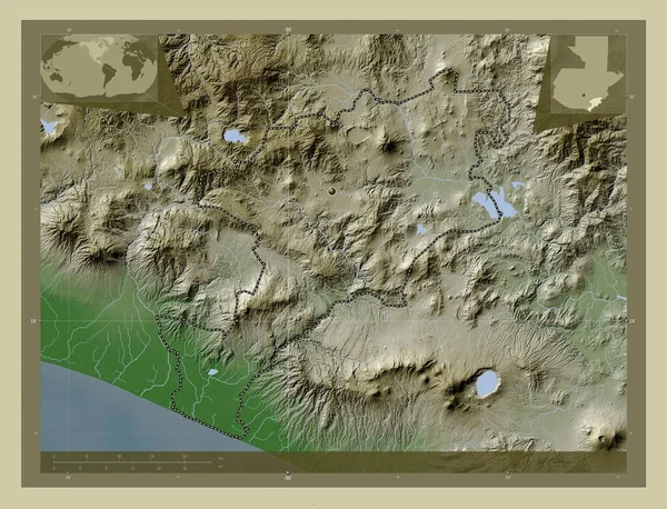 Jutiapa Departamento Guatemala Mapa Elevación Coloreado Estilo Wiki Con Lagos —  Fotos de Stock