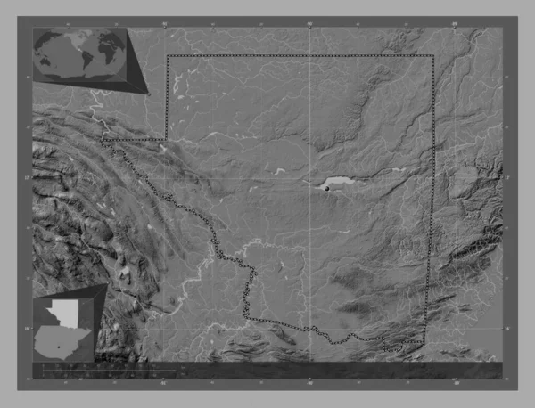 Petén Departamento Guatemala Mapa Elevación Bilevel Con Lagos Ríos Mapas — Foto de Stock