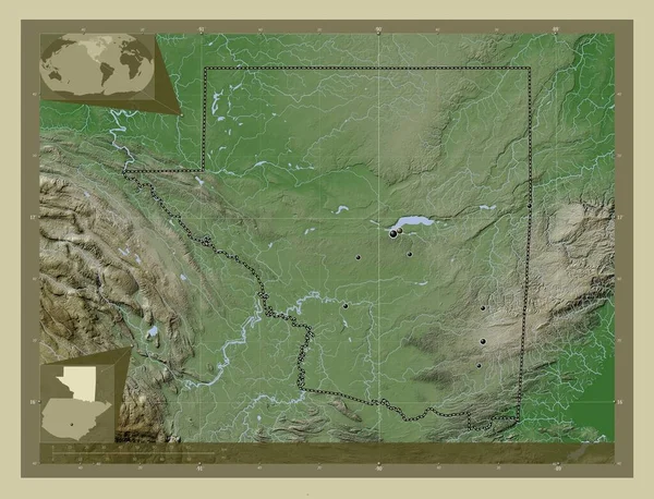 Peten Department Guatemala Elevation Map Colored Wiki Style Lakes Rivers — Stock Photo, Image