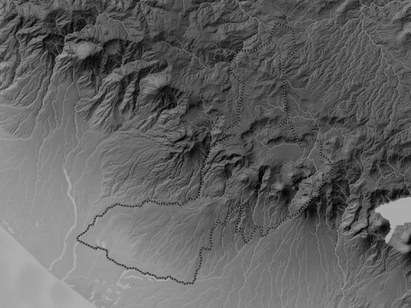 Quezaltenango Guatemala Megye Szürkeárnyas Domborzati Térkép Tavakkal Folyókkal — Stock Fotó