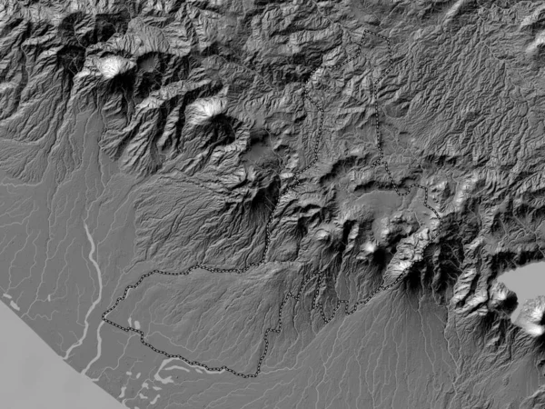 Quezaltenango Department Guatemala Bilevel Elevation Map Lakes Rivers — Stock Photo, Image