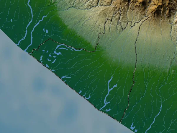 Retalhuleu Departamento Guatemala Mapa Elevación Colores Con Lagos Ríos — Foto de Stock