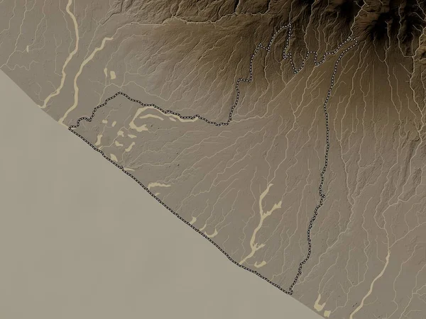 Retalhuleu Departamento Guatemala Mapa Elevación Coloreado Tonos Sepia Con Lagos — Foto de Stock