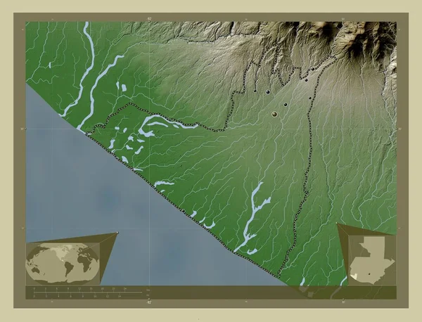 Ρεταλχουλέου Τμήμα Γουατεμάλας Υψόμετρο Χάρτη Χρωματισμένο Στυλ Wiki Λίμνες Και — Φωτογραφία Αρχείου