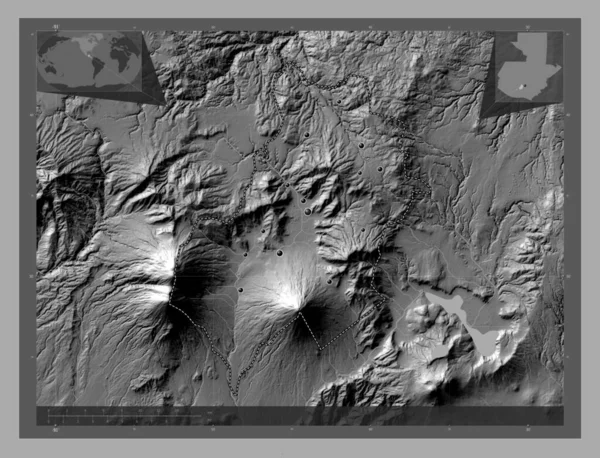 Sacatepequez Dipartimento Del Guatemala Mappa Dell Elevazione Bilivello Con Laghi — Foto Stock