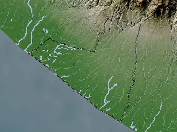 Retalhuleu Departament Gwatemali Mapa Wzniesień Kolorowa Stylu Wiki Jeziorami Rzekami — Zdjęcie stockowe