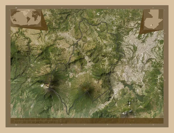 Sacatepequez Department Guatemala Low Resolution Satellite Map Corner Auxiliary Location — Stock Photo, Image
