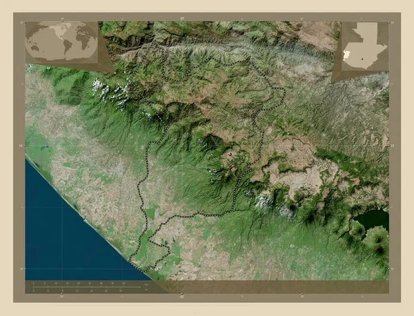 危地马拉省圣马科斯 高分辨率卫星地图 角辅助位置图 — 图库照片
